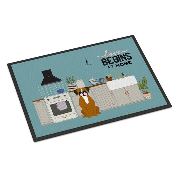 Carolines Treasures 24 x 36 in. Flashy Fawn Boxer Kitchen Scene Indoor or Outdoor Mat CK7820JMAT